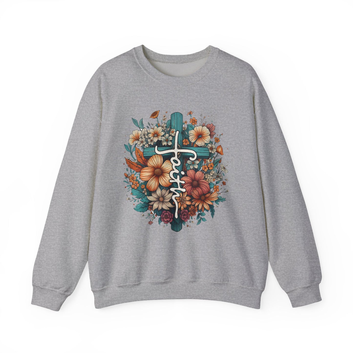 Floral Cross Faith Crewneck Sweatshirt