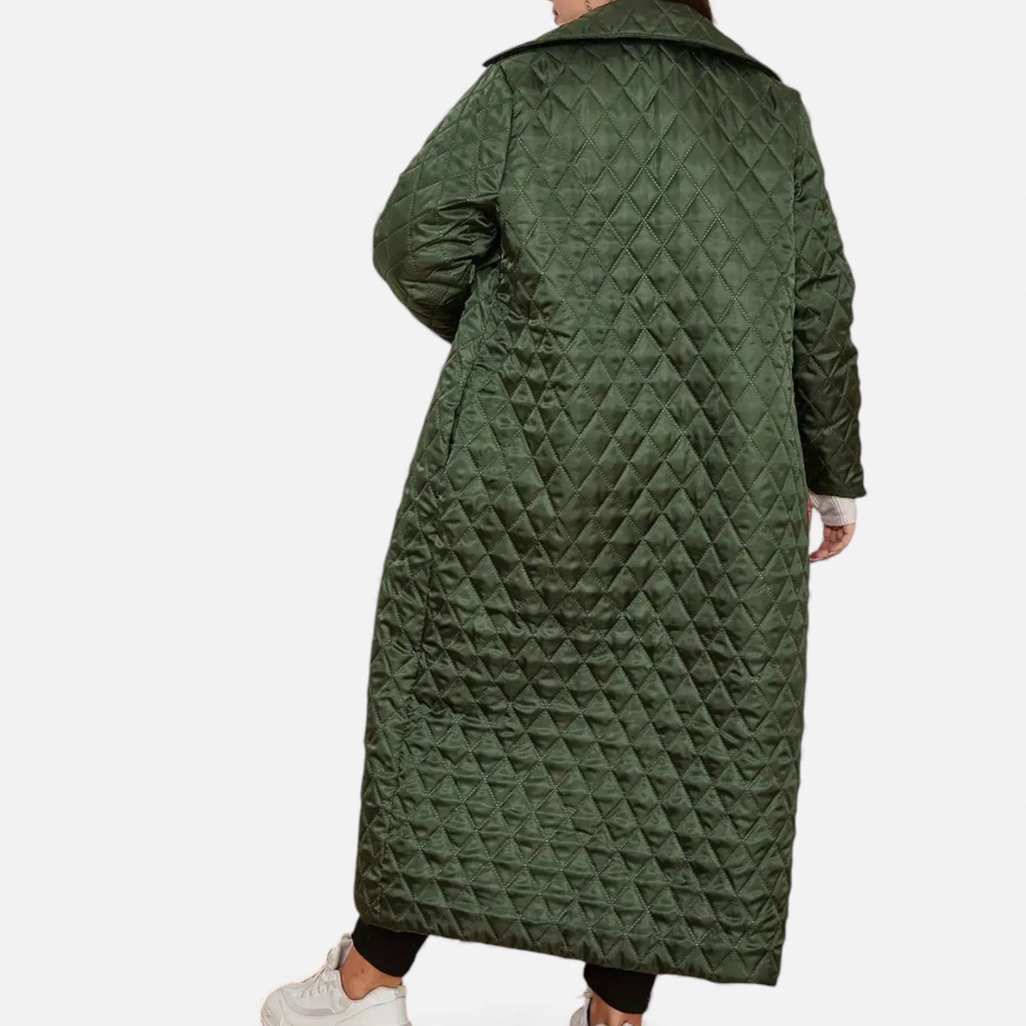 Women’s Long Coat with Quilted Detail - Samberule
