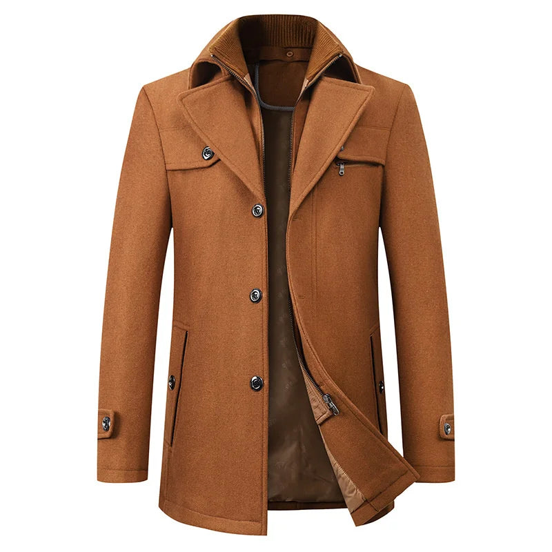 Michael | Men’s Elegant Winter Long Button Overcoat - Samberule