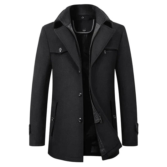 Michael | Men’s Elegant Winter Long Button Overcoat - Samberule