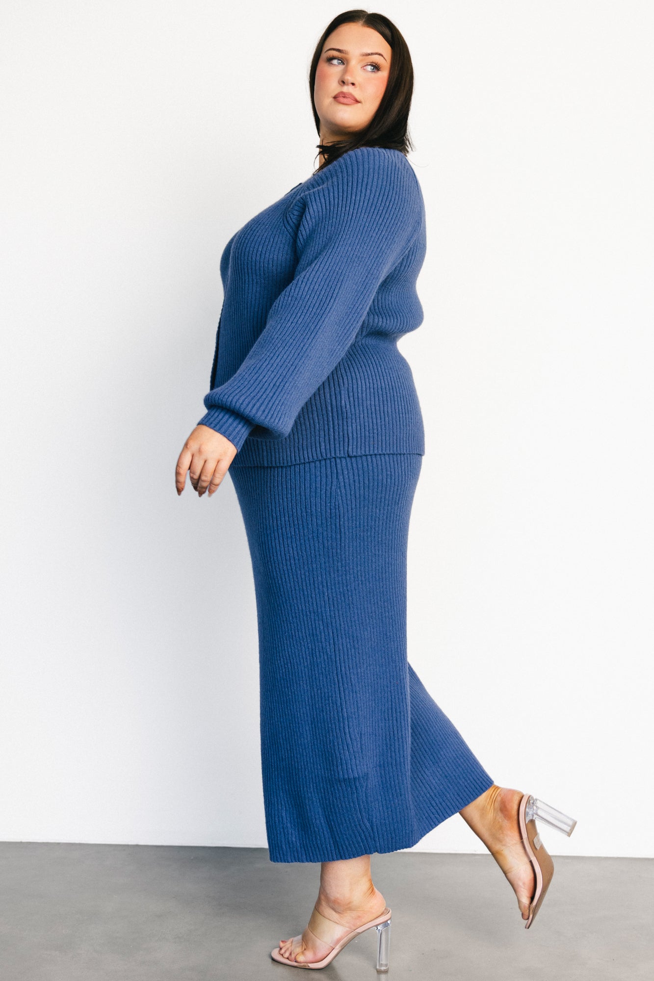 Blair Rib Knit Skirt | Blue