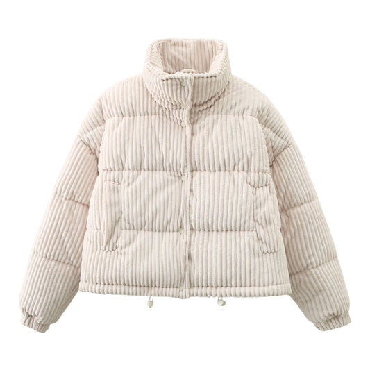 Remi | Cropped Puffer Jacket – Ribbed Elevated Edge