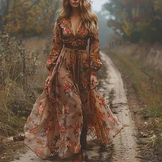 Jennifer | Women’s Summer Boho Ruffled Maxi Dress - Samberule