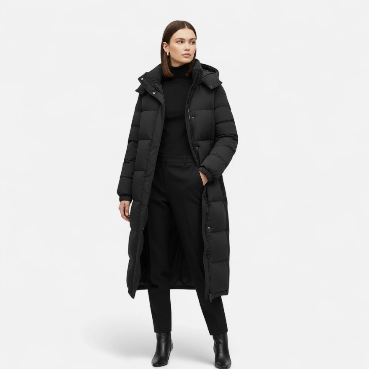 Unisex Long Hooded Puffer Jacket - Samberule