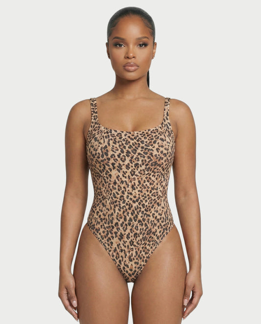 Patterned Scoop Neck Bodysuit - Samberule