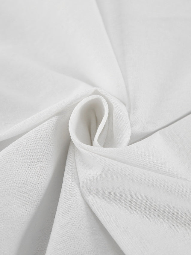 Black and White Contrast Cotton and Linen Shirt and Shorts Two-piece Set