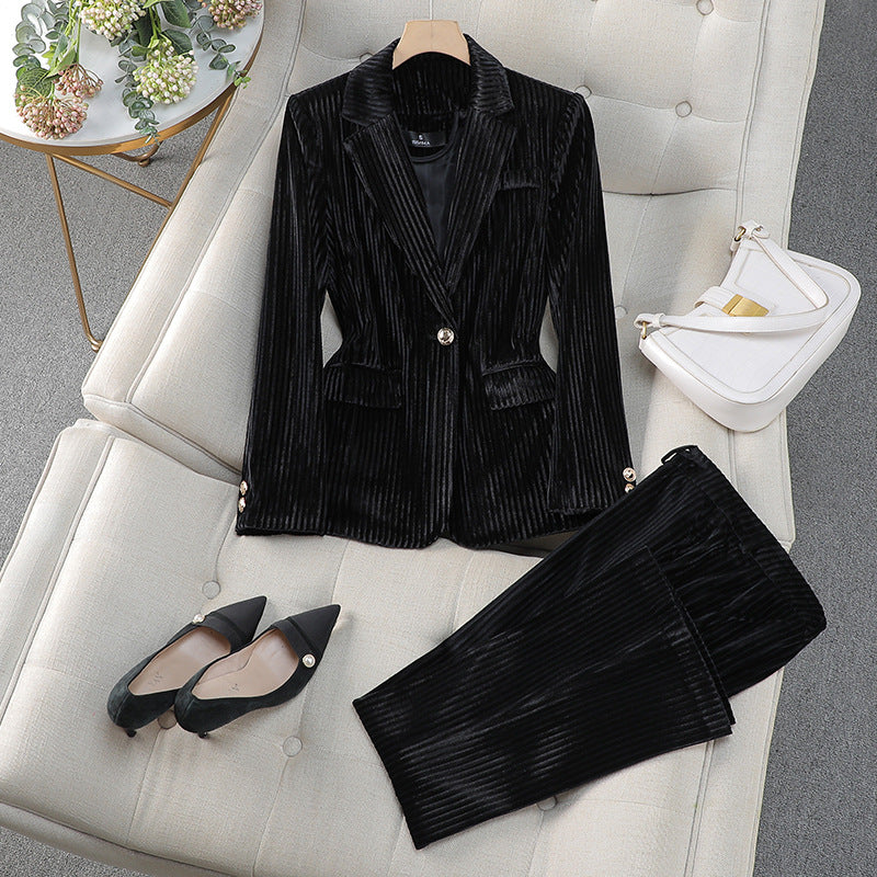 Grace | Women’s Casual Tailored Suit Set with Long Blazer - Samberule