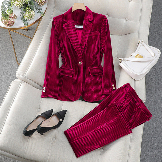 Grace | Women’s Casual Tailored Suit Set with Long Blazer - Samberule