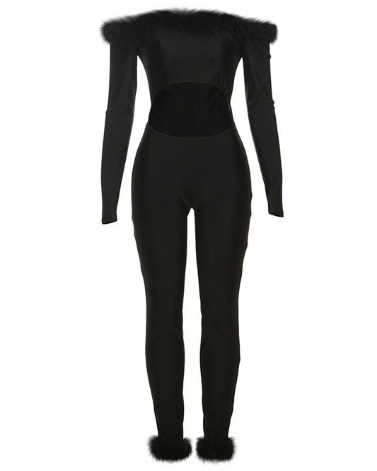 RAELYN Feather Trimmed Jumpsuit