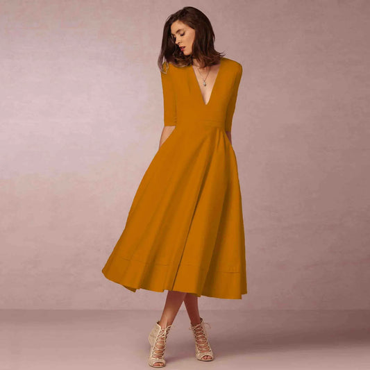Harper | Women’s Elegant Flowing Midi Dress - Samberule