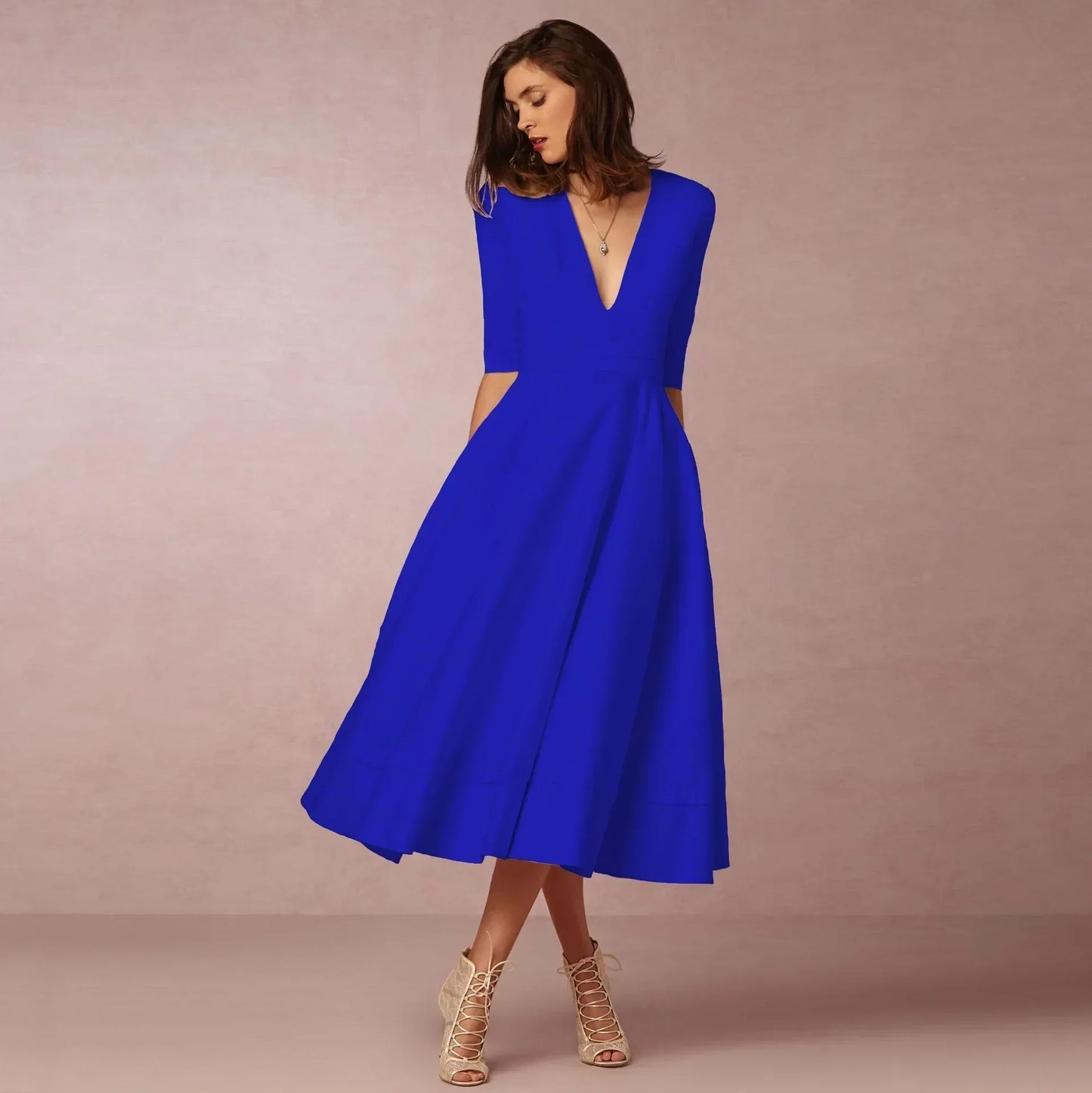 Harper | Women’s Elegant Flowing Midi Dress - Samberule