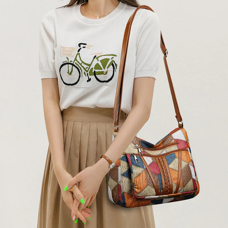 Pamela - Vegan Leather Patchwork Shoulder Bag - Samberule