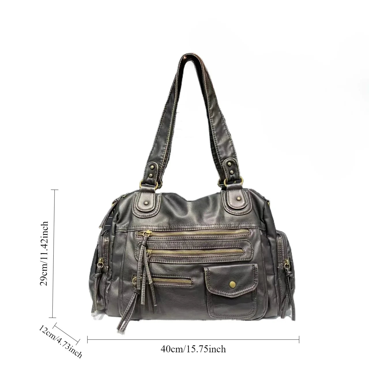 Brenda - Vegan Leather Shoulder Satchel Bag - Samberule