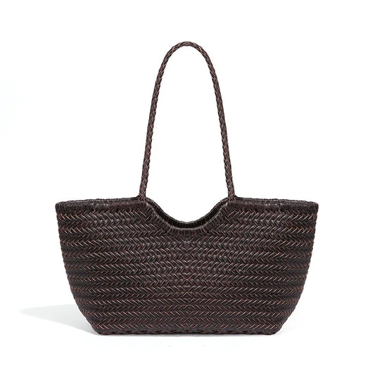 Kathy - Leather Woven Tote Bag - Samberule
