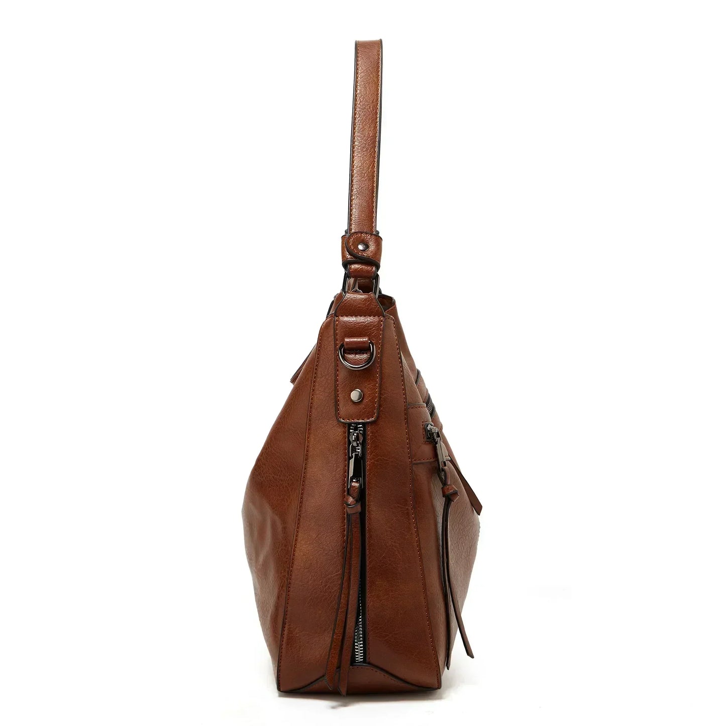 Maureen - Leather Slouchy Hobo Bag - Samberule