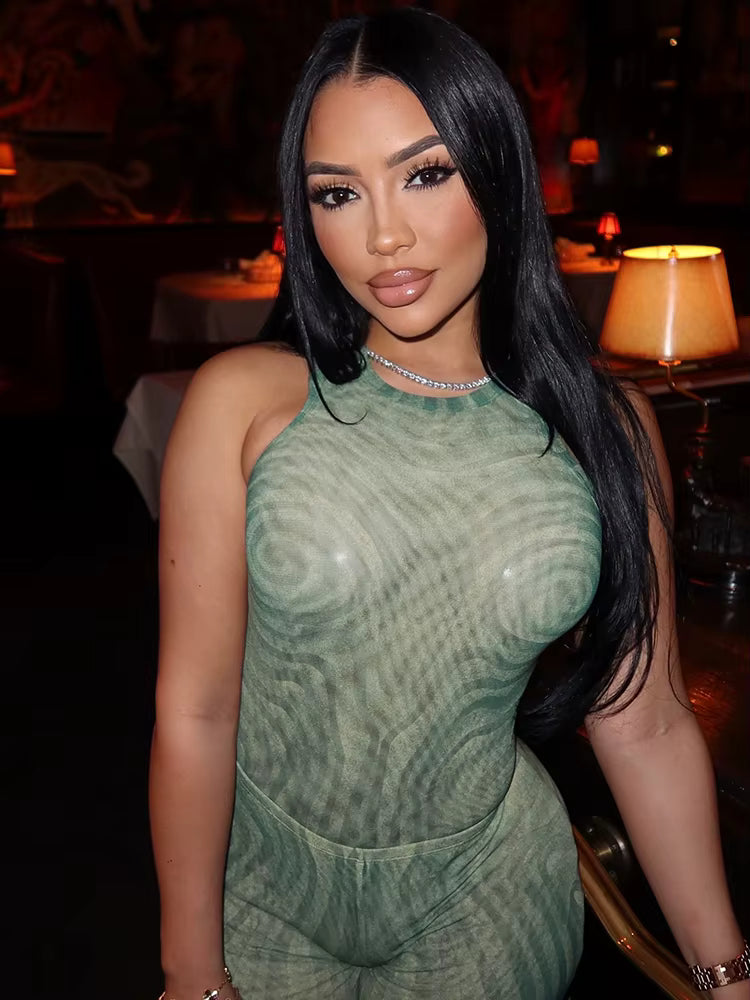 ESMERALDA Illusion Mesh Bodysuit & Pants Set