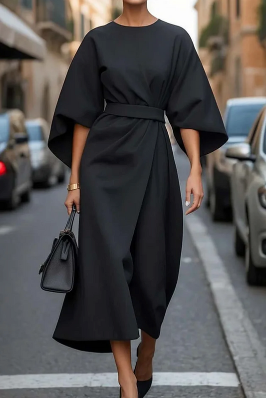 Lily | Women’s Winter Lantern Sleeve Midi Dress - Samberule
