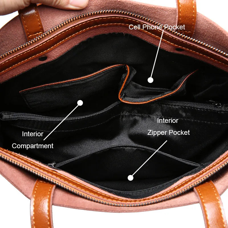 Holly - Leather Structured Tote Bag - Samberule