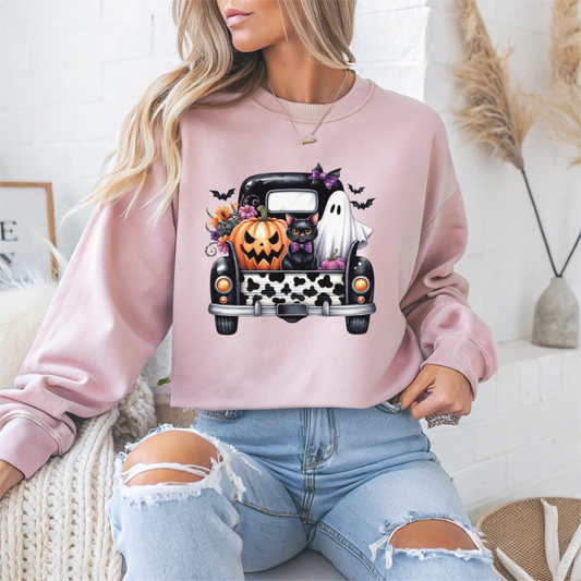 Vintage Truck Halloween Crewneck Sweatshirt - Samberule