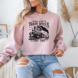 Train Wreck Graphic Halloween Crewneck Sweatshirt - Samberule
