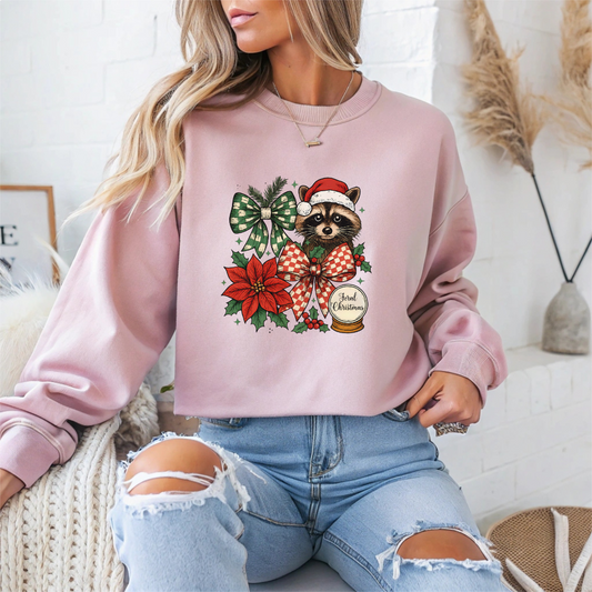 Festive Raccoon Christmas Crewneck Sweatshirt - Samberule
