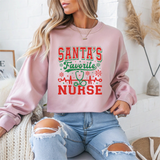 Santa"s Favorite Nurse Christmas Crewneck Sweatshirt