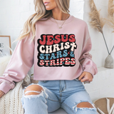 Jesus Christ Stars & Stripes Faith Crewneck Sweatshirt