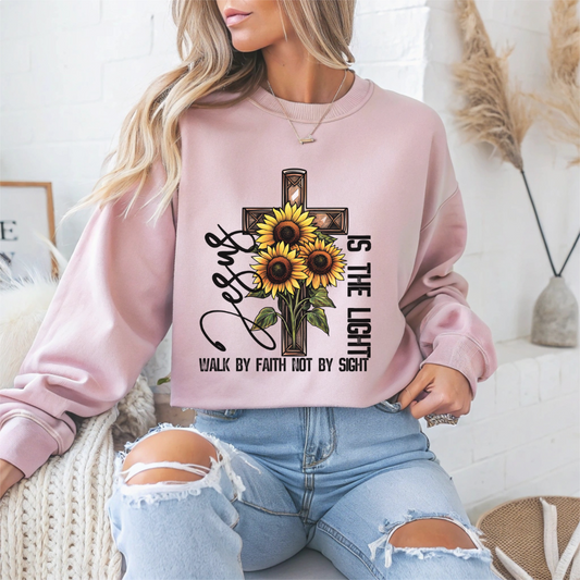 "Jesus Is The Light" Faith Crewneck Sweatshirt