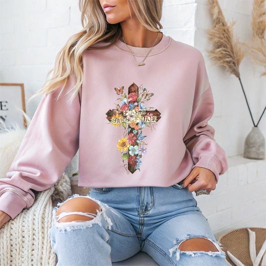 Floral Cross Faith Crewneck Sweatshirt