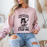 Whimsical Cat Sarcasm Crewneck Sweatshirt