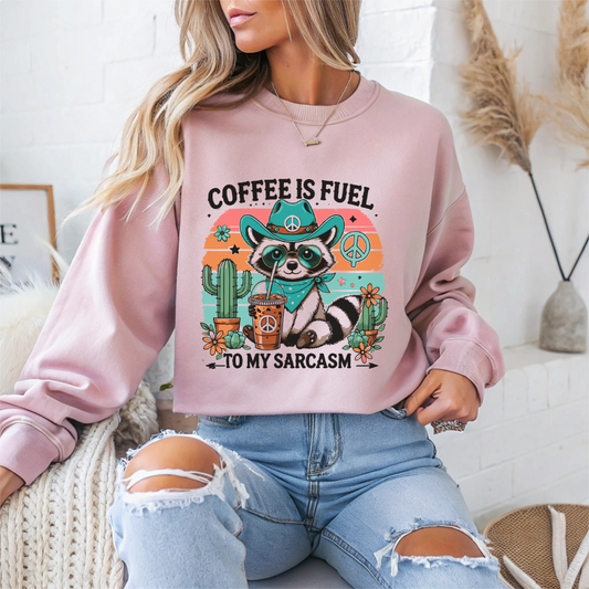 Coffee Is Fuel To My Sarcasm Crewneck Sweatshirt