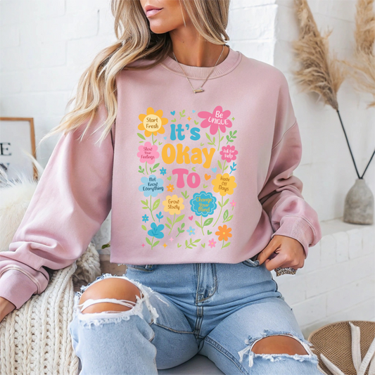 Floral Motivational Mental Health Crewneck Sweatshirt