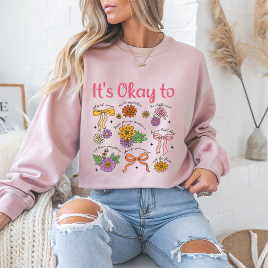Floral Motivational Mental Health Crewneck Sweatshirt
