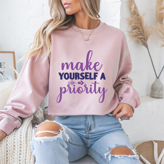 Make Yourself a Priority Mental Health Crewneck Sweatshirt