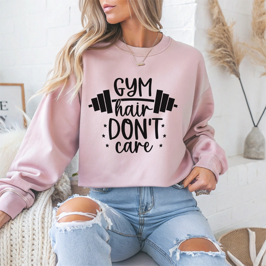 Gym Hair Don't Care Gym Crewneck Sweatshirt