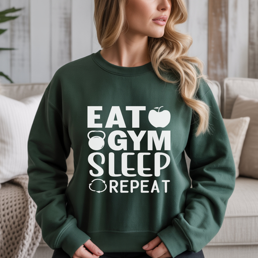 Gym Life Eat Gym Sleep Repeat Gym Crewneck Sweatshirt