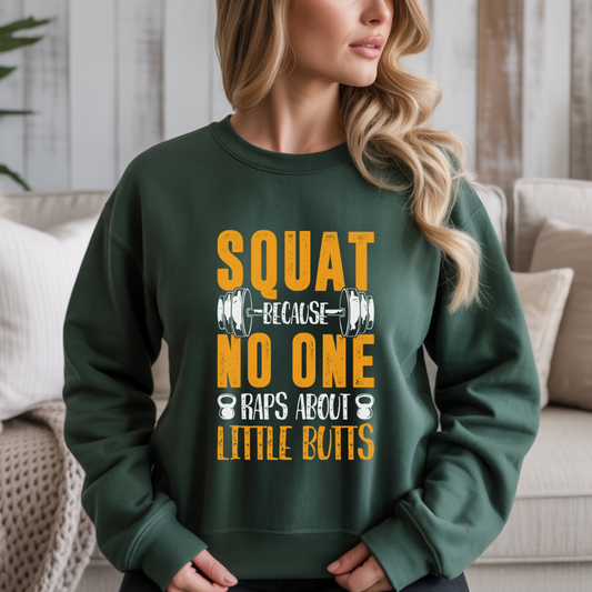 Squat Because No One Raps About Little Buts Gym Crewneck Sweatshirt