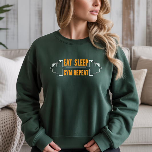 Eat Sleep Gym Repeat Gym Crewneck Sweatshirt