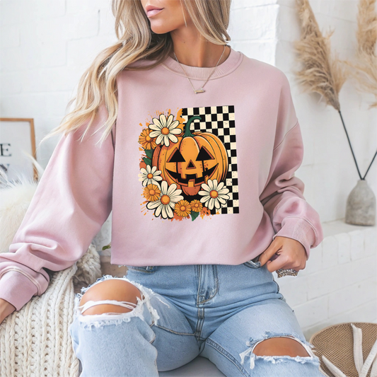 Floral Fall Pumpkin Halloween Crewneck Sweatshirt - Samberule