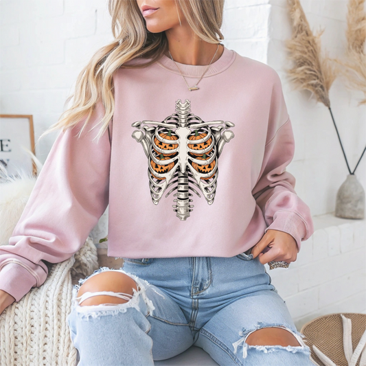 Skeletal Pumpkin Halloween Crewneck Sweatshirt - Samberule