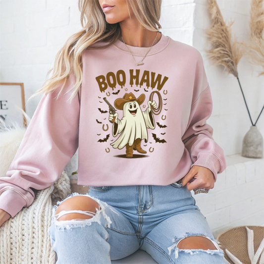 Boo Haw Ghost Halloween Crewneck Sweatshirt - Samberule