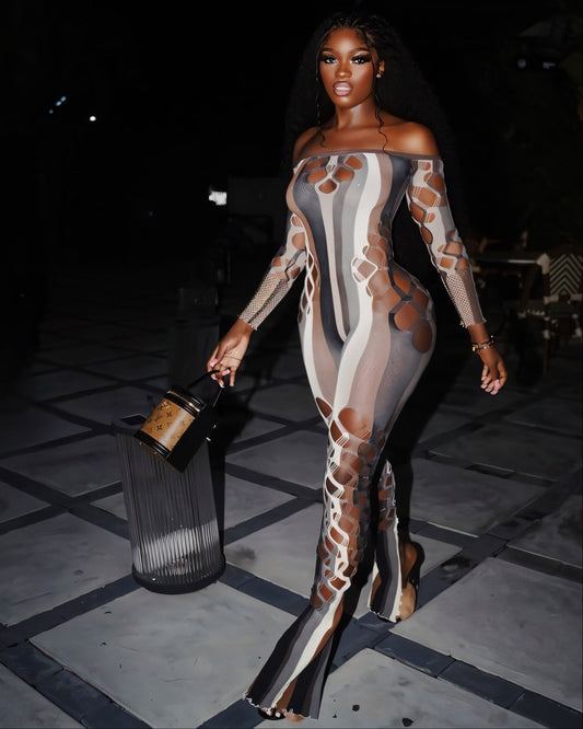 GLORIA Striped Cut-out Jumpsuit