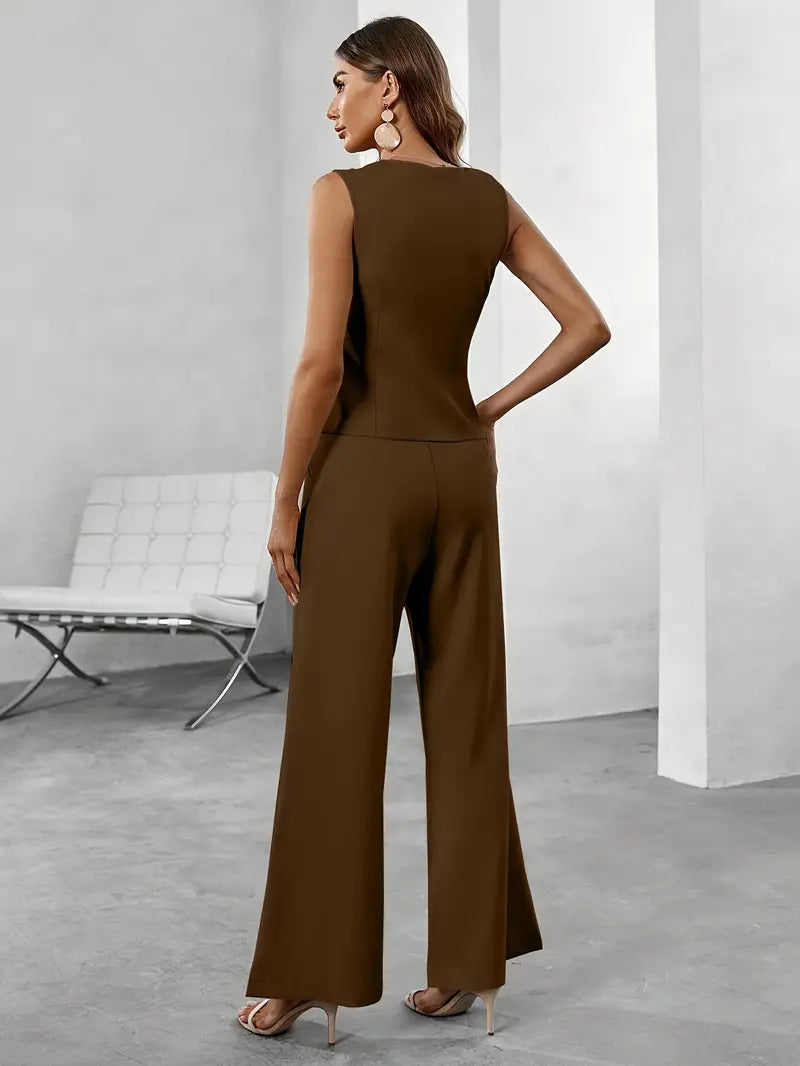 Daisy | Women’s Spring Button Vest Pant Set - Samberule