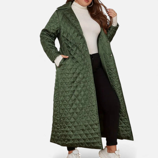 Women’s Long Coat with Quilted Detail - Samberule