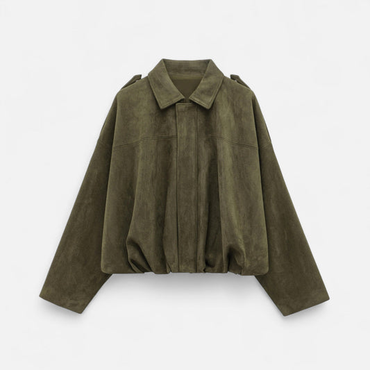 Women’s Suede Loose-Fit Zipped Jacket - Samberule