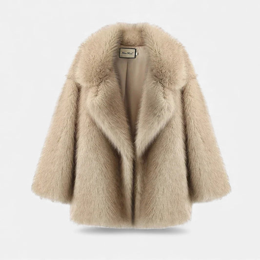 Women’s Wide Lapel Faux Fur Coat - Samberule