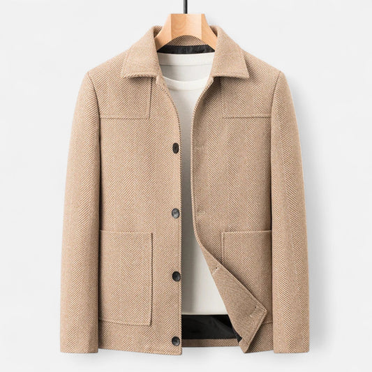 Men's Elegant Wool Blend Jacket with Business Lapel
