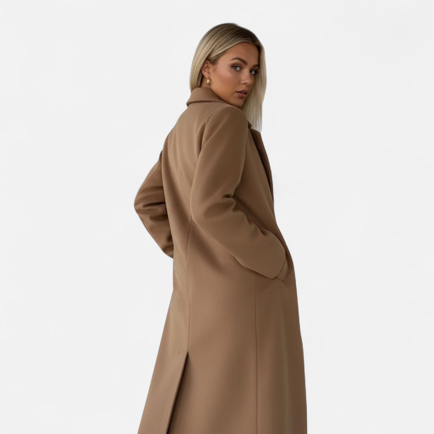 Women’s Long Double-Breasted Winter Coat with Belt - Samberule