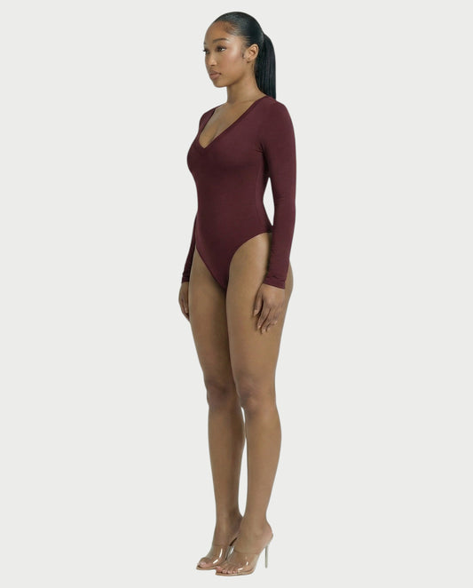 V-Neck Long Sleeve Bodysuit - Samberule