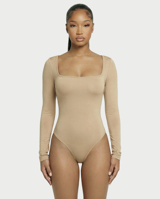 Square Neck Long Sleeve Bodysuit - Samberule